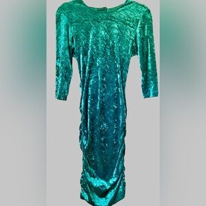 Vintage 80s Green Velvet Dress